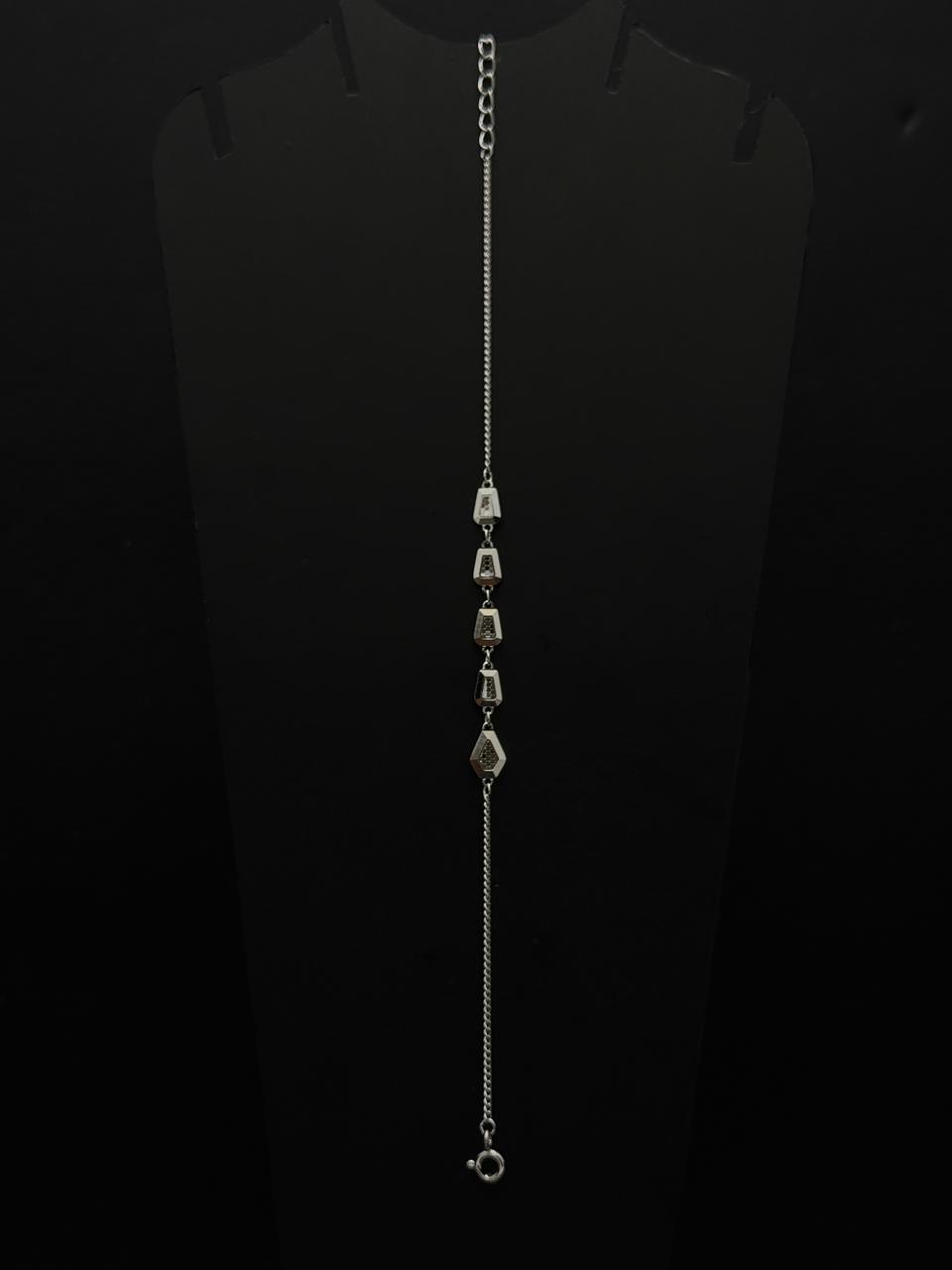 Sterling Silver Lucky Clover & Solitaire CZ Adjustable Bracelet #552