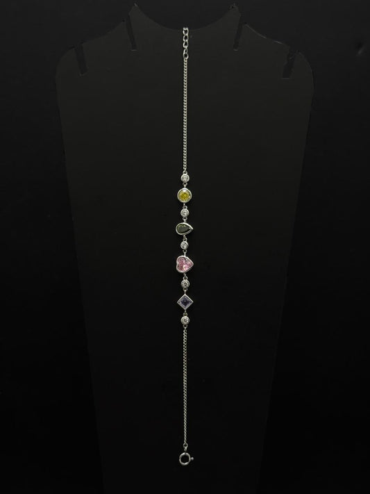 Rainbow Gemstone Adjustable Slider Bracelet #554