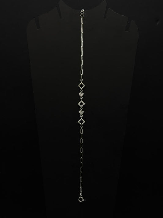 Sterling Silver Playing Card Suit Charm Bracelet #568