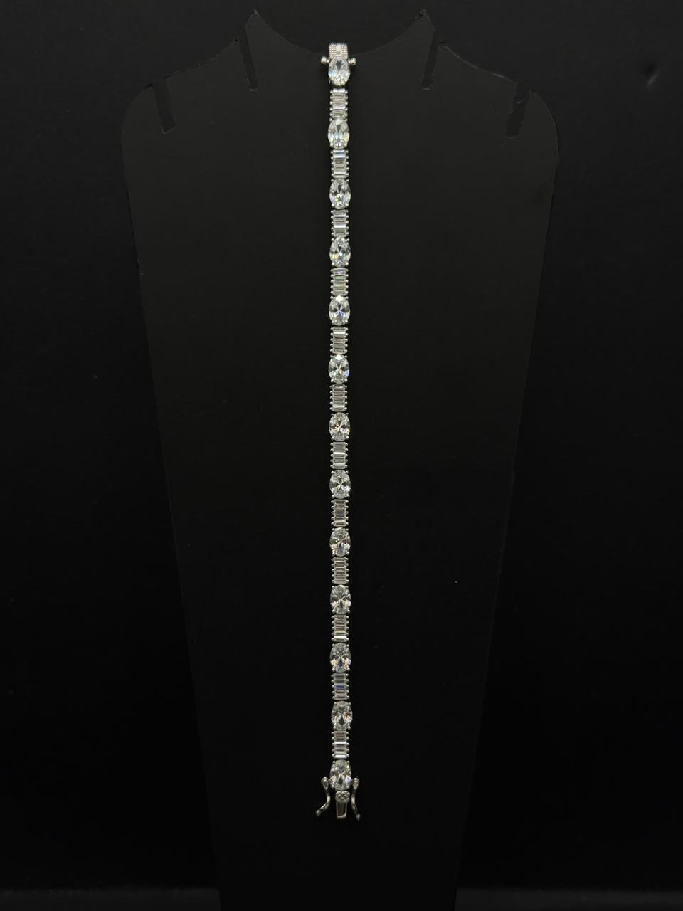 Elegant Marquise & Baguette Cut Tennis Bracelet #573