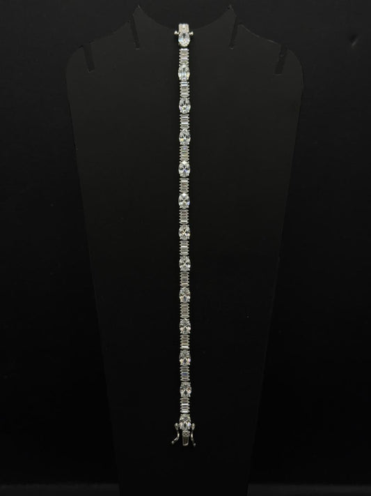 Elegant Marquise & Baguette Cut Tennis Bracelet #573