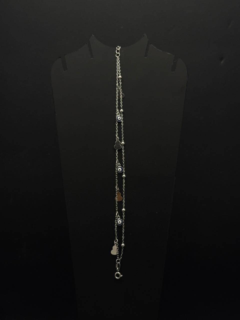 Evil Eye & Heart Charm Layered Bracelet  #577