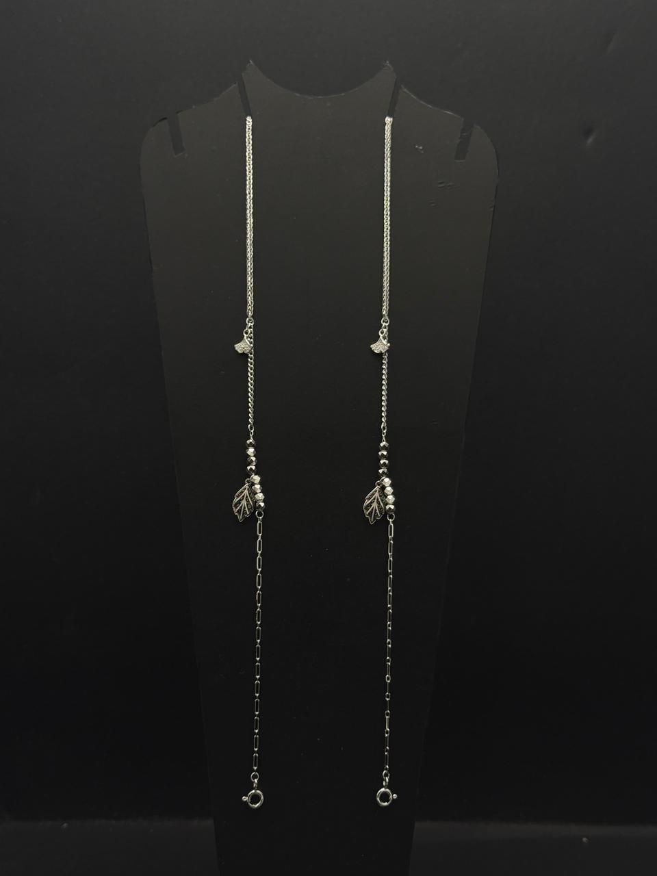 Silver Leaf Charm Layered Anklet #591