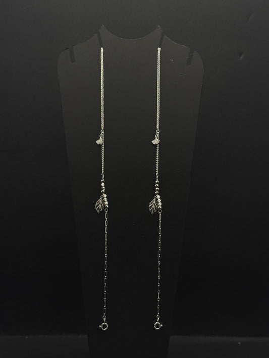 Silver Leaf Charm Layered Anklet #591