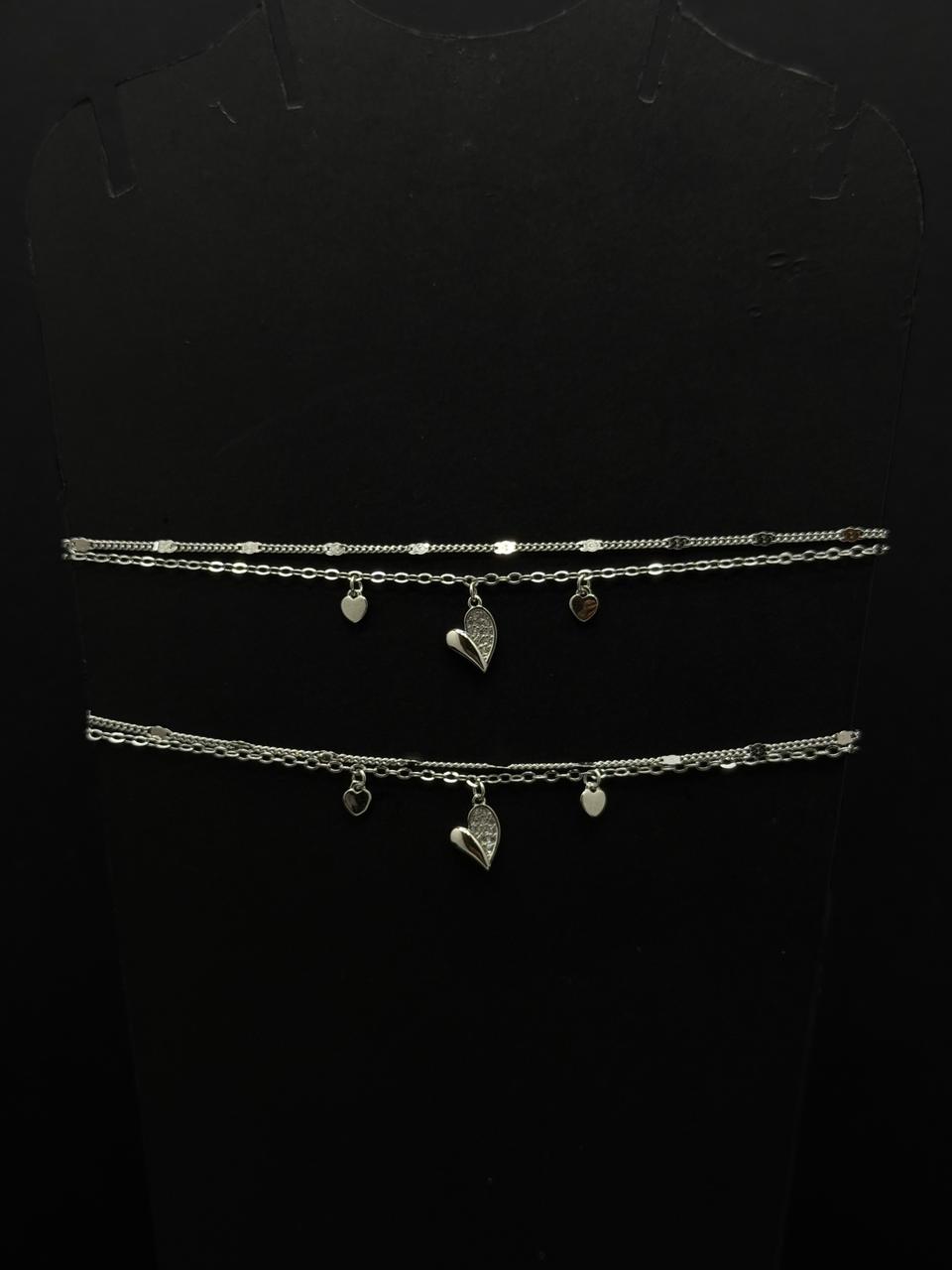 Multi-Layer Heart Charm Anklet #615