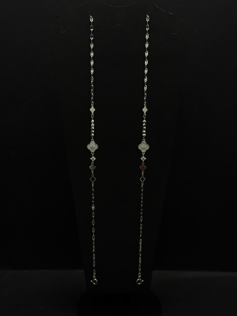 Stationed Mother-of-Pearl Clover Opera Anklet #619