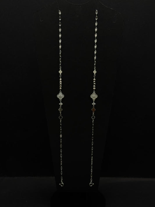 Stationed Mother-of-Pearl Clover Opera Anklet #619