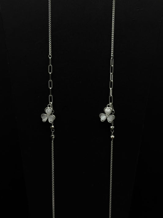 Long Triple-Petal Floral Station Anklet #620