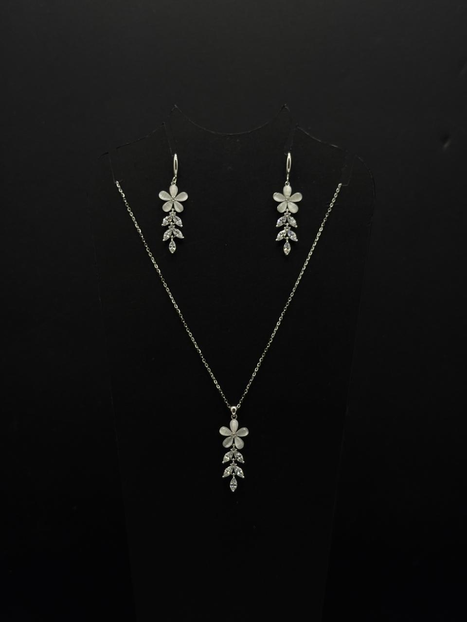 Ethereal Floral Bloom & Marquise Leaf Pendant Set #622