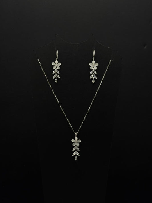 Ethereal Floral Bloom & Marquise Leaf Pendant Set #622