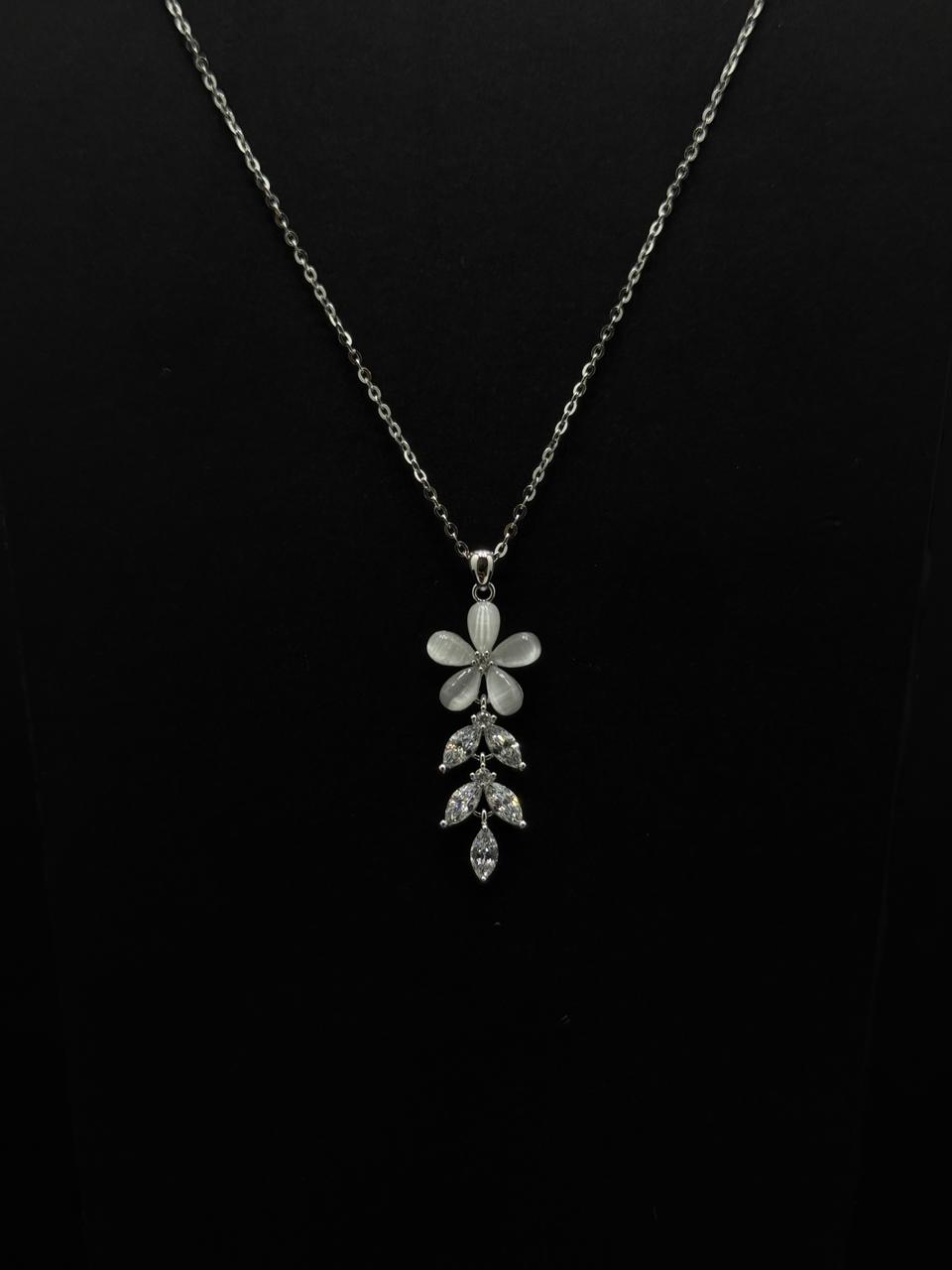 Ethereal Floral Bloom & Marquise Leaf Pendant Set #622