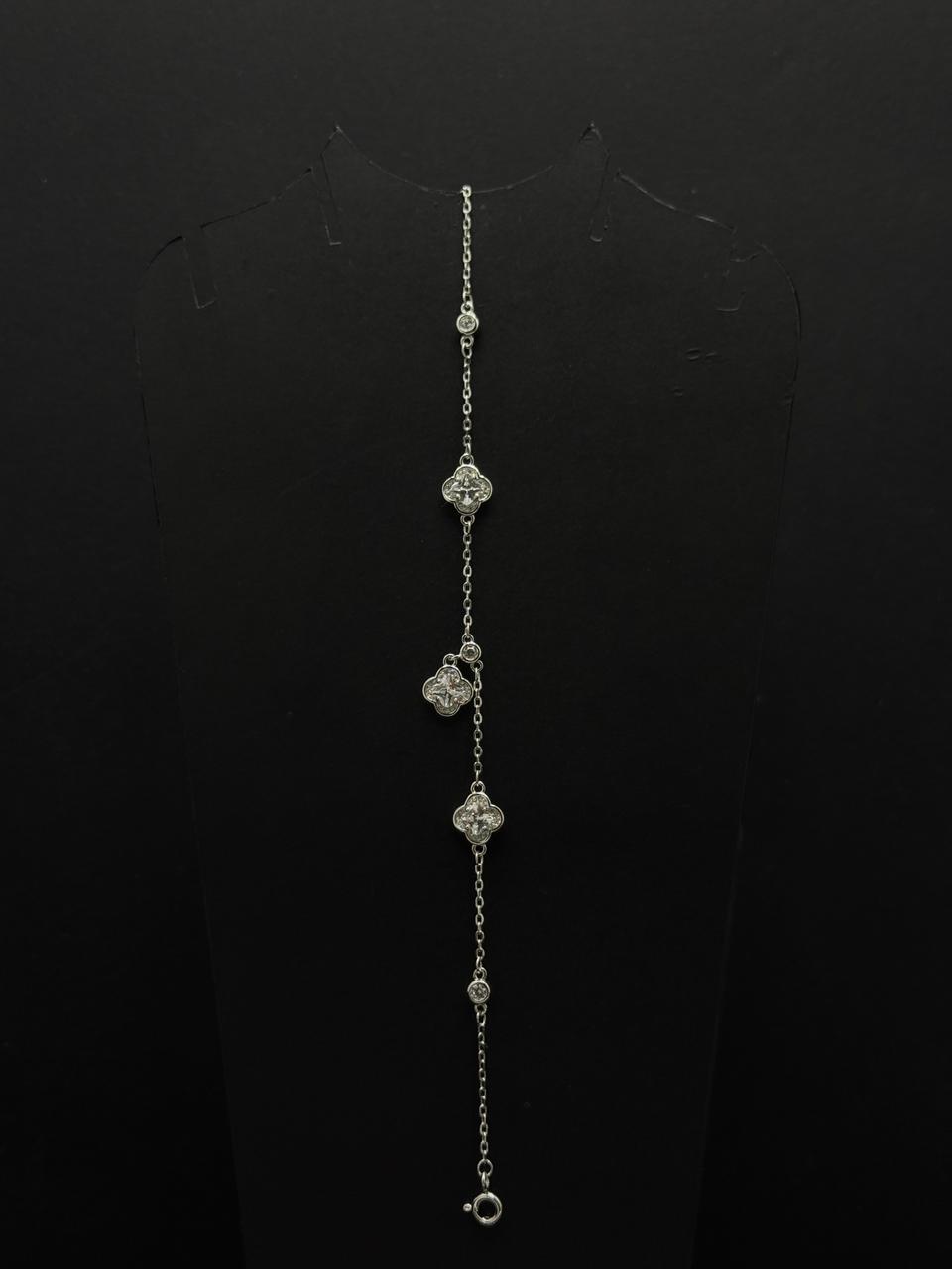 Pavé Crystal Clover Station Charm Bracelet #629