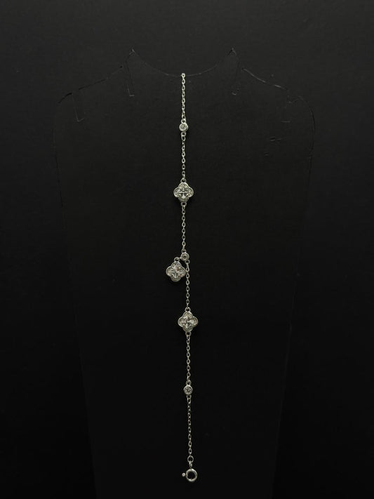 Pavé Crystal Clover Station Charm Bracelet #629