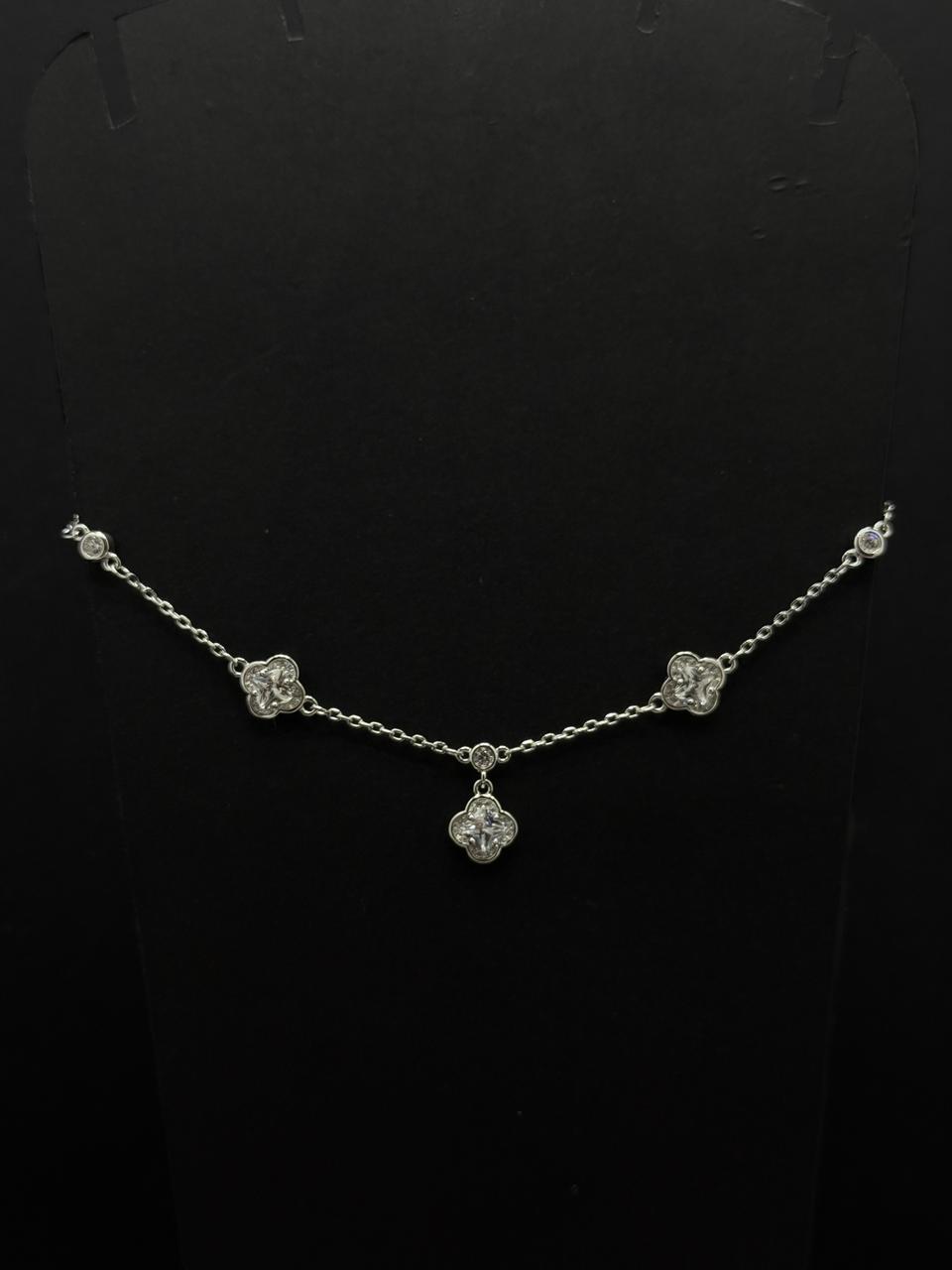 Pavé Crystal Clover Station Charm Bracelet #629