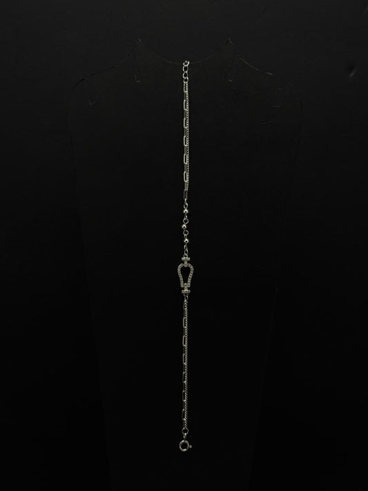 Interlocking Horseshoe Mixed-Link Silver Bracelet #630