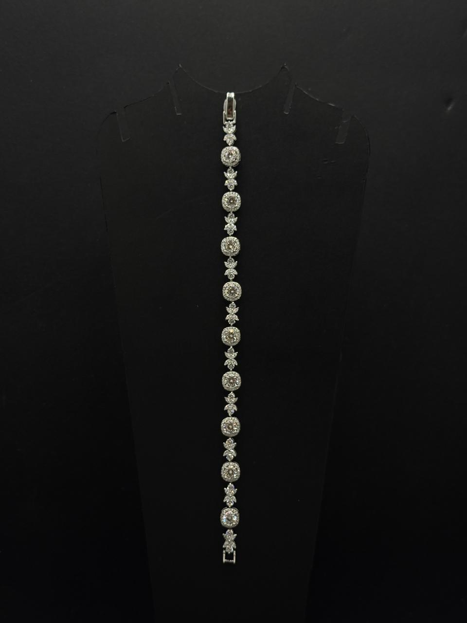 Vintage Halo Cushion-Cut Crystal Tennis Bracelet #632