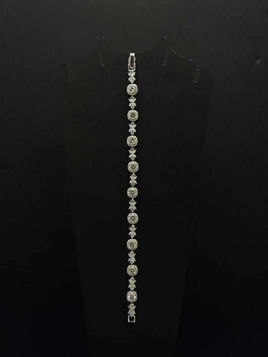Vintage Halo Cushion-Cut Crystal Tennis Bracelet #632