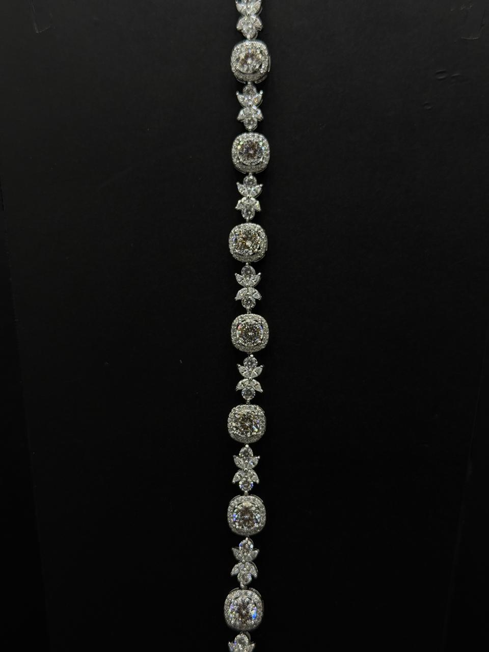 Vintage Halo Cushion-Cut Crystal Tennis Bracelet #632