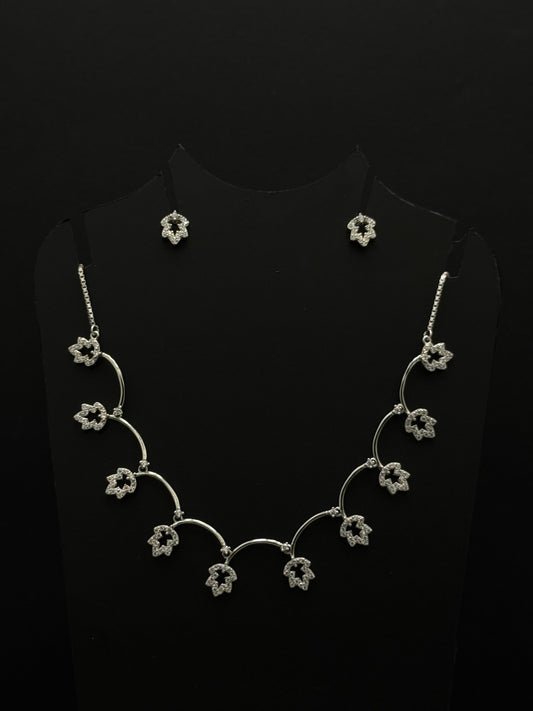 elegant silver-tone necklace with  matching earrings #63