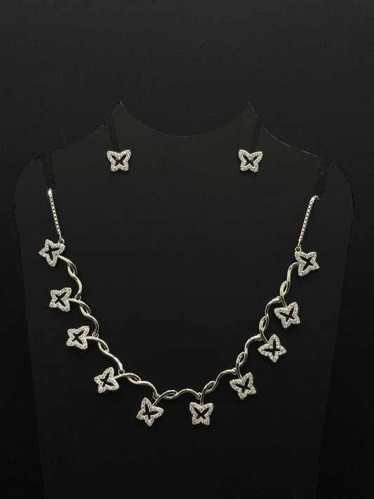 elegant jewelry set includes a necklace and matching stud earrings #61