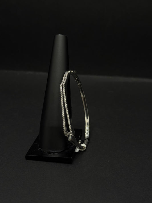 Asymmetrical Silver-Toned Bracelet #129
